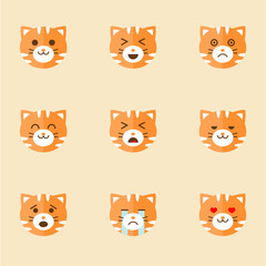 Vector Icons of Smiley Cat Faces