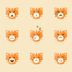 Vector Icons of Smiley Cat Faces