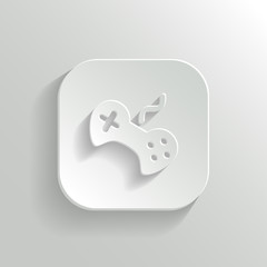 Video game icon - vector white app button