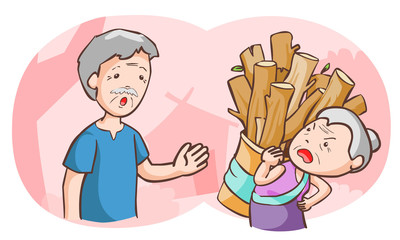 elderly couples argue each other vector