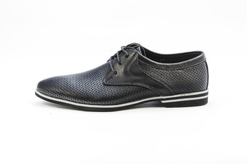 Summer leather classic shoes for men on a white background