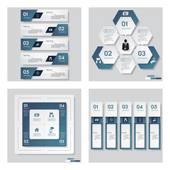 Collection of 4 blue color template/graphic or website layout. Vector Background.
