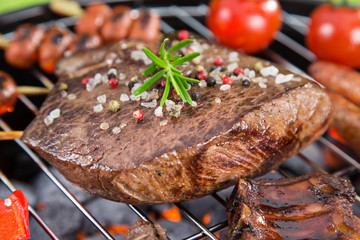 Beef steak on garden grill