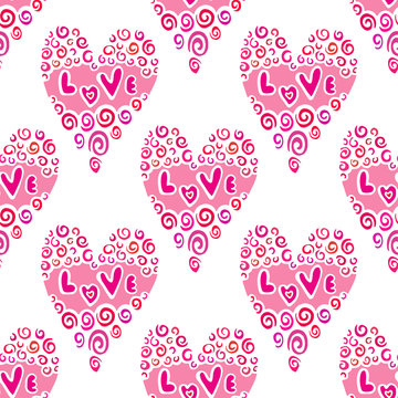 Stylish seamless pattern with watercolor hearts. Texture for web, print, valentines day wrapping paper, wedding invitation card background, textile, fabric, home decor, gift paper