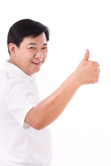 happy, smiling middle age man giving thumb up