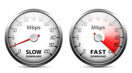 Slow and fast download speed icons, vector illustration