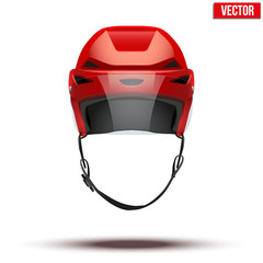Classic red Ice Hockey Helmet with glass visor isolated
