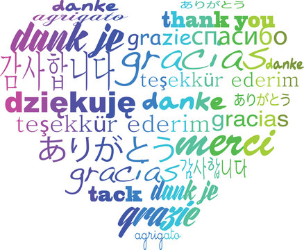 Thank you tagcloud - heart shape words