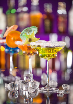 Cocktail on bar desk