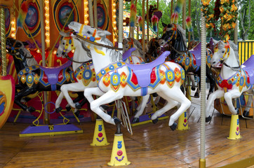 Fairground ride horses. Carnival Horses.