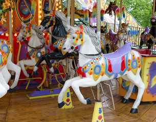 Fairground ride horses. Carnival Horses.