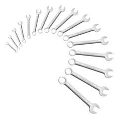 Open ring combined metric wrenches or spanners. From 6mm to 21mm