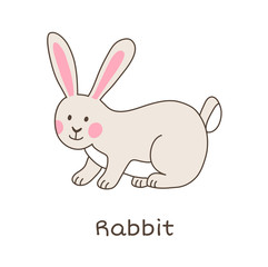Fototapeta na wymiar Funny cartoon rabbit, children illustration