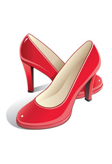 Isolated red female heels shoes