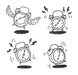 Four alarm clocks icons