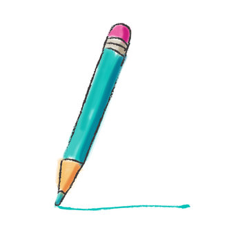 Colored cartoon pencil, isolated on white 
