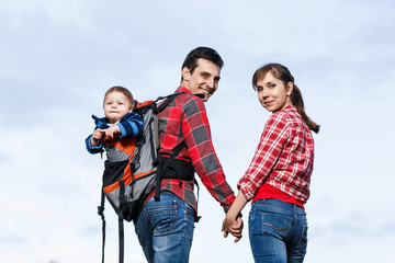 Baby boy in backpack