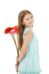 Obraz na płótnie Canvas pretty little girl with flowers