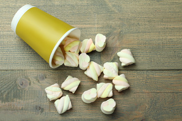 marshmallow on a wooden background