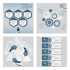 Collection of 4 blue color template/graphic or website layout.