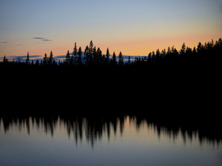 Scandinavian lake at night