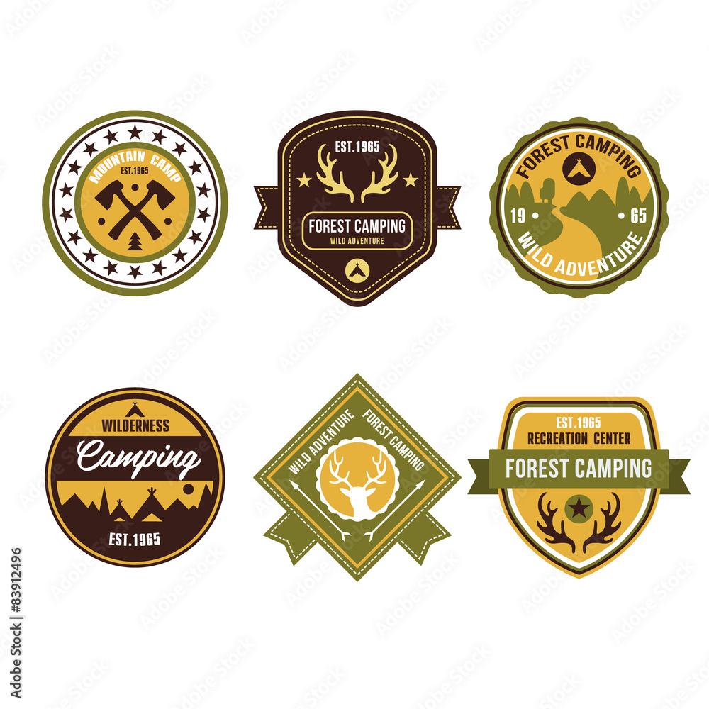 Sticker Vintage Outdoor Camp Badges and Logo Emblems