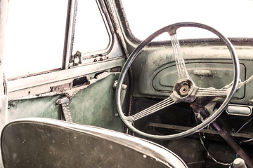 Interior of a classic vintage old car