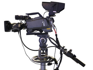 TV Professional studio digital video camera isolated on white