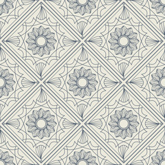 Lineart ornamental geometric floral pattern