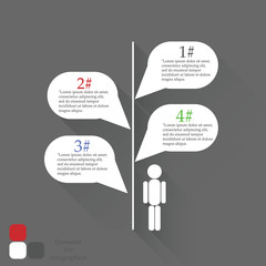 Contour man with a message. Elements for infographic.