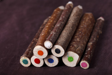 decorative pencil on a brown background