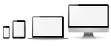 Set realistic Monitors laptop tablet and phone vector illustrati