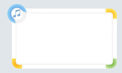 Frame for your text with colored corners and music symbol