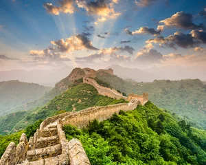 Schapenvacht deken met patroon Chinese Muur Grote muur van China