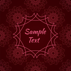 Frame with lineart ornamental geometric floral pattern