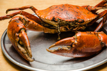 Grilled whole crab