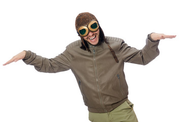 Funny pilot isolated on the white