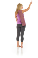 Fototapeta premium Model isolated back pointing