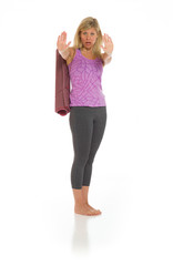 Fototapeta premium Model isolated stop sign with hand