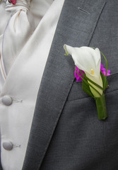 Flower on groom's jacket for a special day : wedding