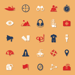 Waterway related classic color icons with shadow