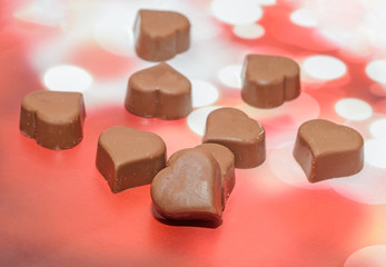 Heart shape chocolate, red hearts, Valentines Day sweets