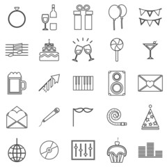Celebration line icons on white background