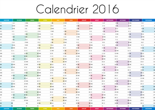 Calendrier 2016 - VERSION FRANCAISE
