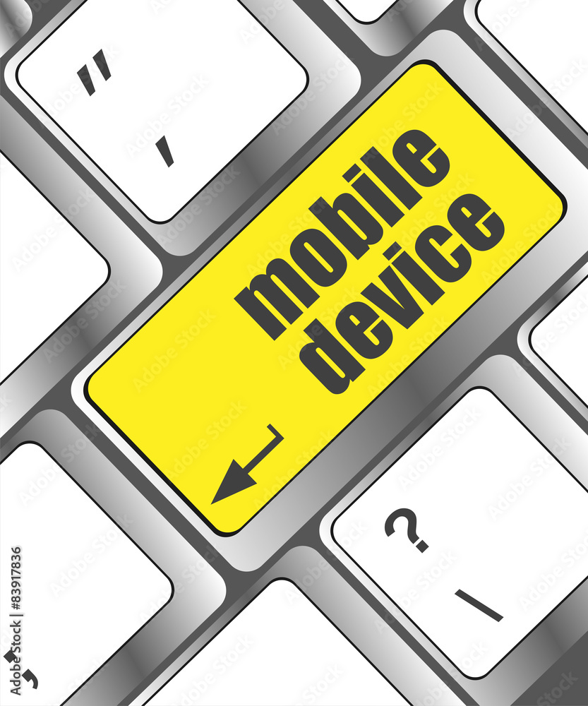 Poster a keyboard with a key reading mobile devices