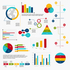 Business data market elements dot bar pie charts diagrams and gr