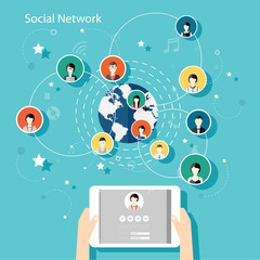 Obraz premium Social Network Vector Concept. Flat Design Illustration for Web