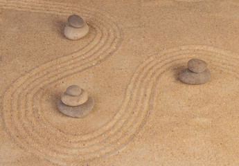 Fototapeta na wymiar Zen mindset on sand
