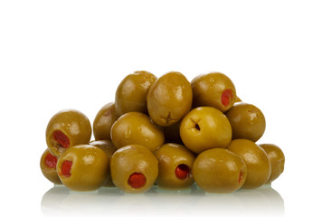 Green olives on white