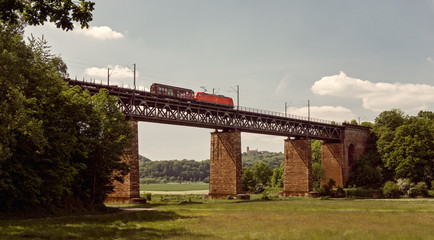 Pictorial view of a railway bridge in Germany - Vintage look
